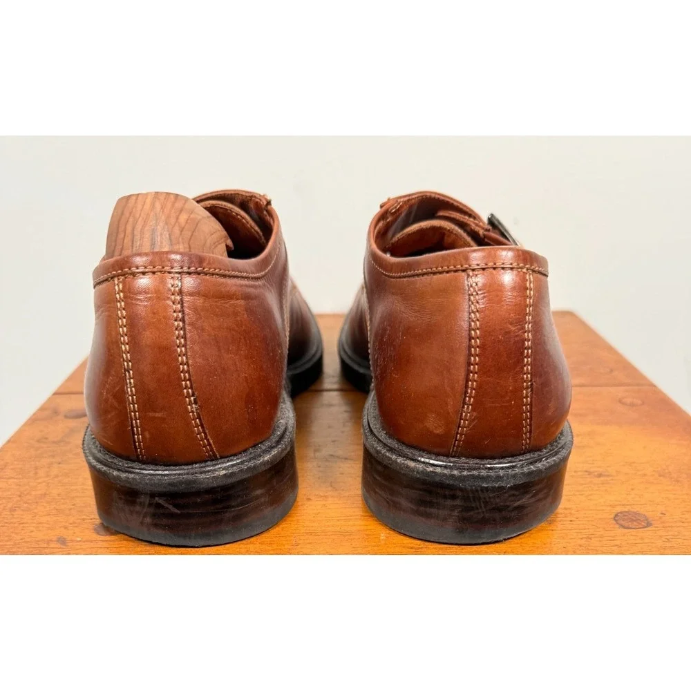 Johnston & Murphy Monk Buckle Strap Shoes Men's Brown Leather Preppy - 11 M